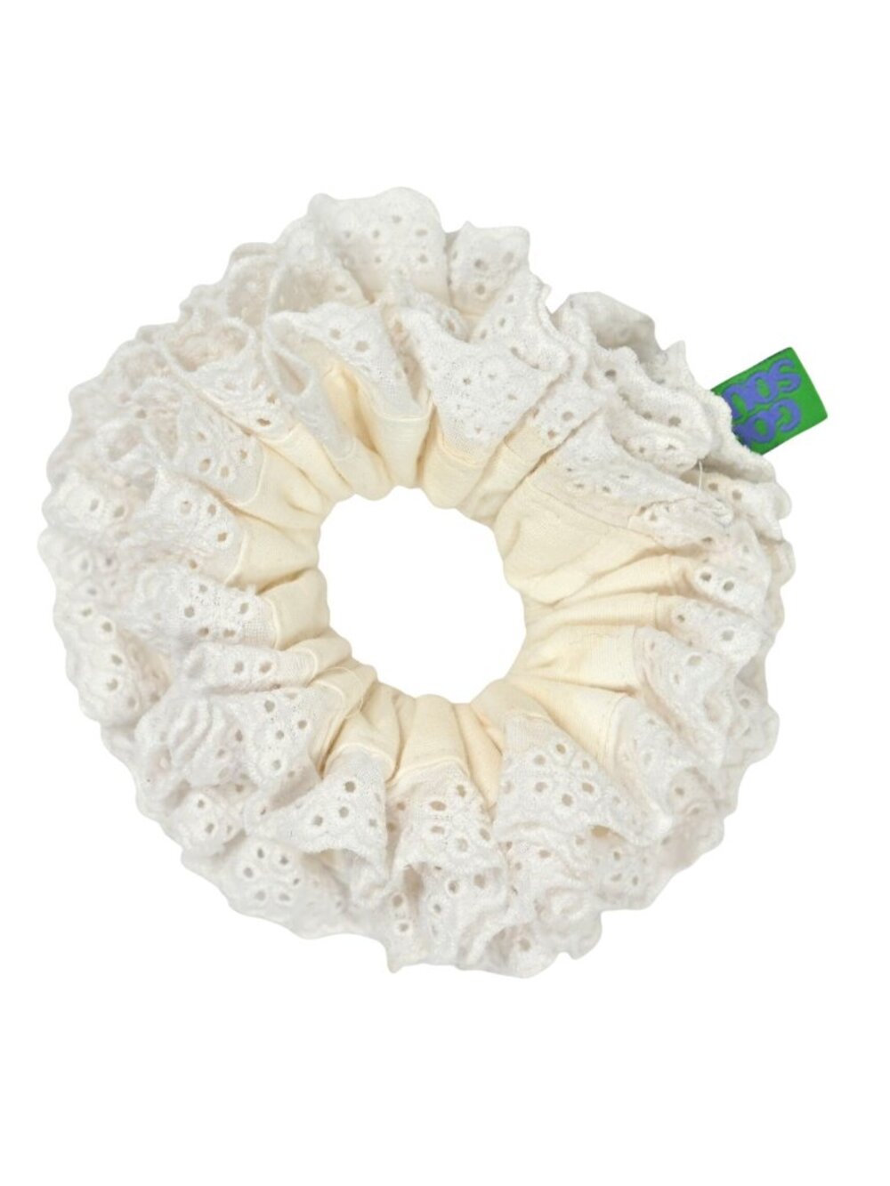 Good Squish Chouchou Blumberg Ruffle Scrunchie in White